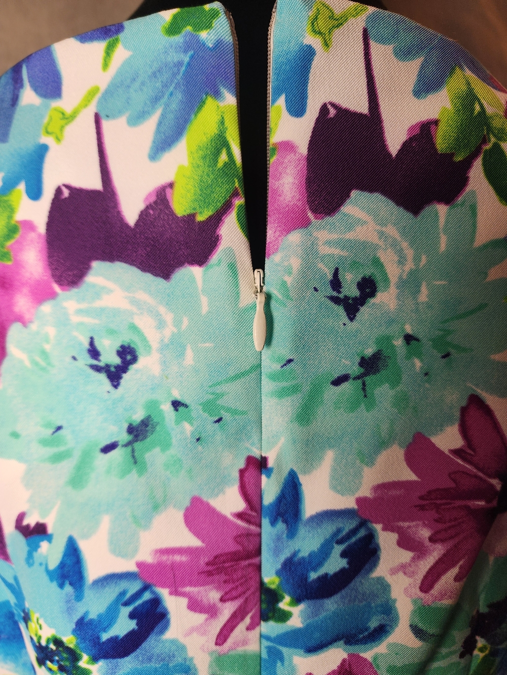 Alyx Multicolor Floral Midi Dress in Blue, Pink & Green Sheath Spring Colorful - Picture 4 of 9